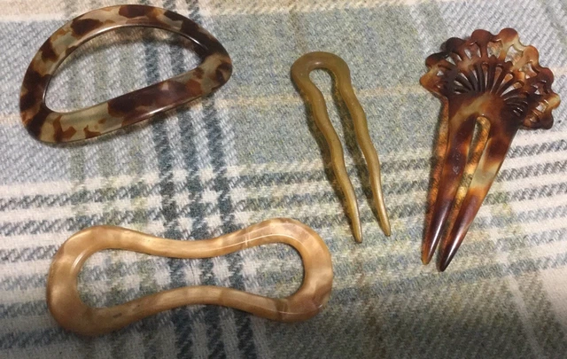 4 pettini per capelli celluloide vintage