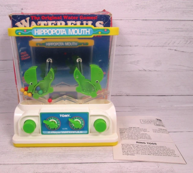 VINTAGE 80S TOMY Waterfuls Player Hippopota Mouth Water Game