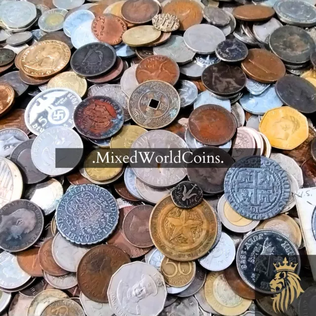 Bulk World Coins Lot (1 Pound Mostly Large Coins) Unsearched Old Foreign Coins