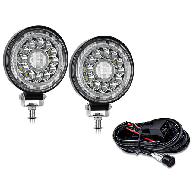 2x luci guida LED 4 pollici 4x4 faretti rotondi nebbia faro di lavoro con imbracatura