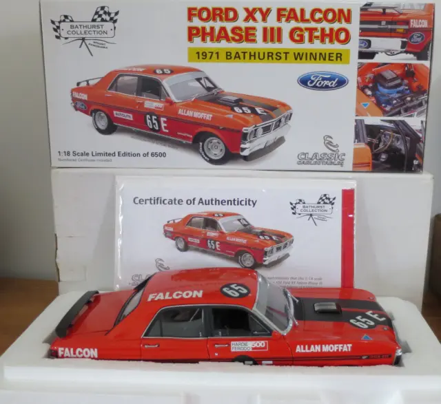 Classic 1/18 Ford Xy Falcon Gtho Phase 3 1971 Bathurst Winner 65E Moffat 18229 B