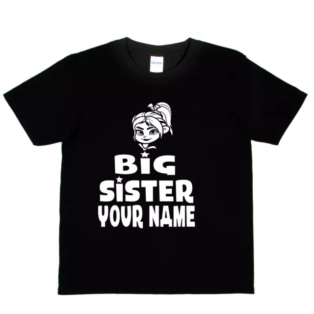 Kids Personalised Big Sister T-Shirt Your Name Birthday Funny Tee Girls Gift