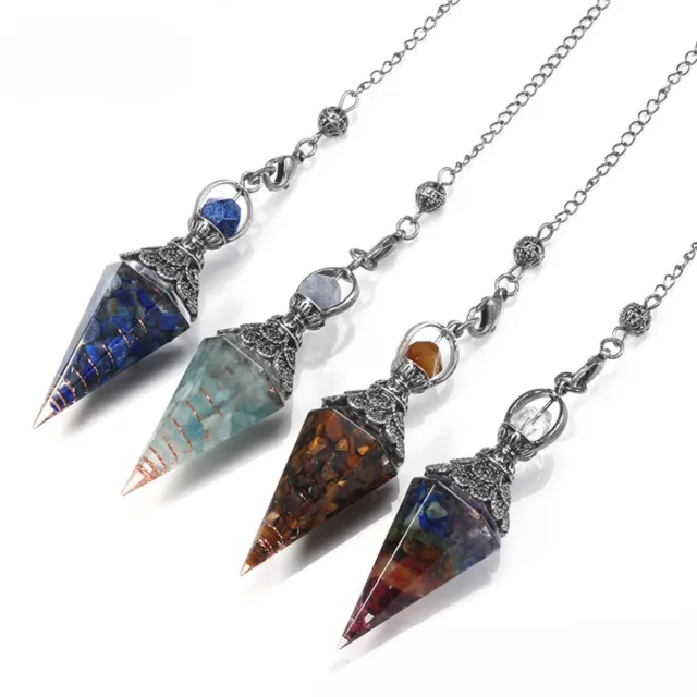 Resin Amulet Healing Chakra Crystal Quartz Reiki Pendulum Pendant Orgonite Orgon