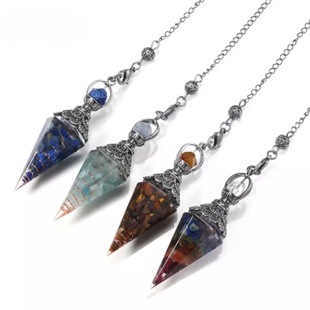 Resin Amulet Healing Chakra Crystal Quartz Reiki Pendulum Pendant Orgonite Orgon