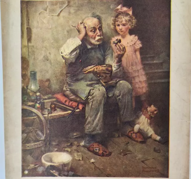 Norman Rockwell 1921 Literary Digest Cover Print Shoe Repair Girl Doll