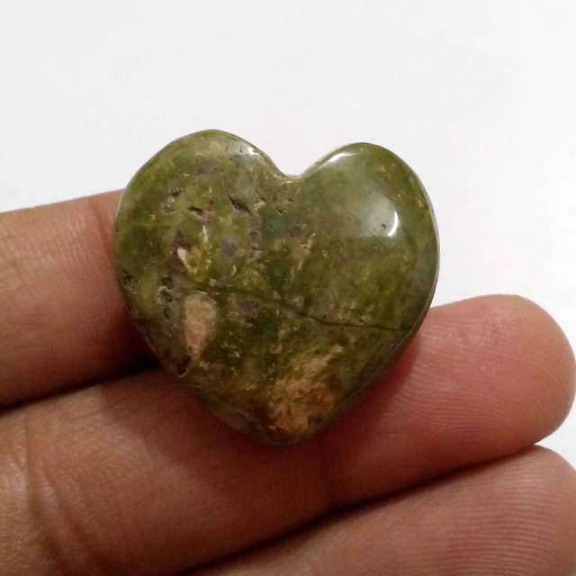 Favoloso cabochon a forma di cuore in diaspro Unakite 62 Crt Gemma sciolta...