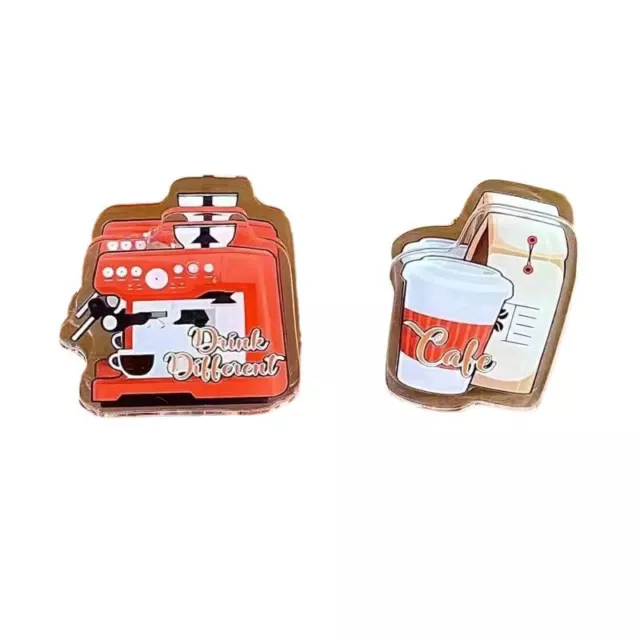 2pcs Acrylic Cute Coffee Time Clip For Journal Scrapbooking Planners Photo Not7H