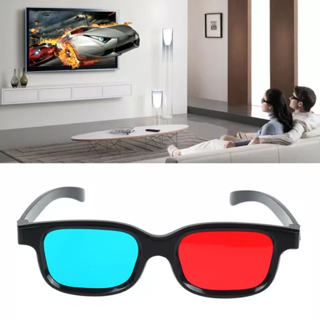 Black Frame Red Blue 3D Glasses For Dimensional Anaglyph Movie NEW Game DVD X2H8