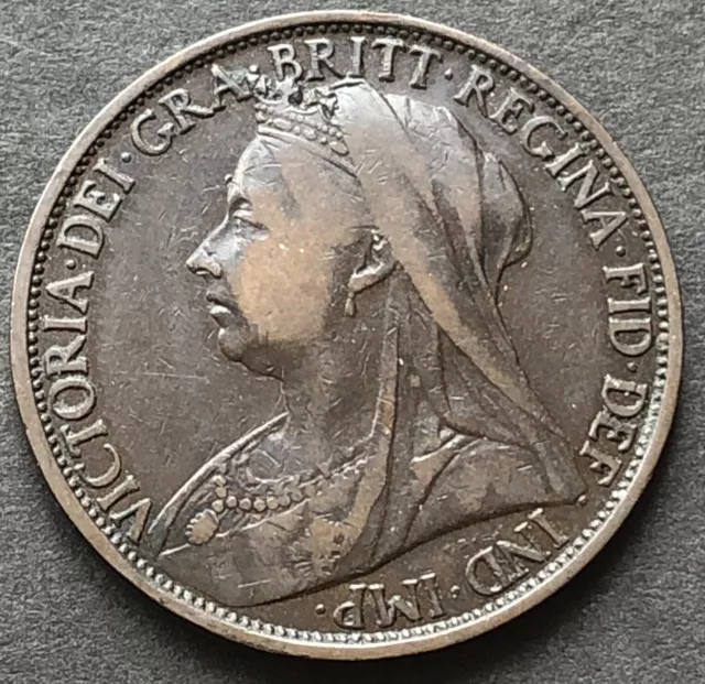 1896 PENNY - ONE PENNY COIN - VEILED HEAD - 1d BRONZE COIN - QUEEN VICTORIA