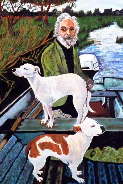 Man in Boat With Dogs Movie Painting Cool Wall Decor Art Print Poster 24x36