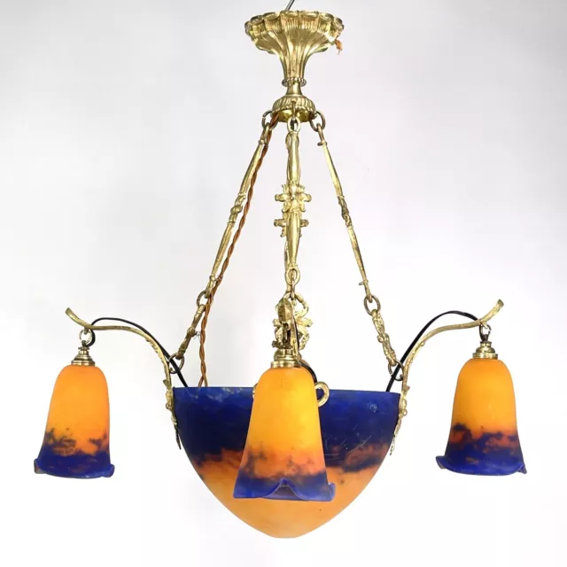 Art Deco Hanging Lamp Muller Freres Lunéville Chandelier Godfather De Verre To