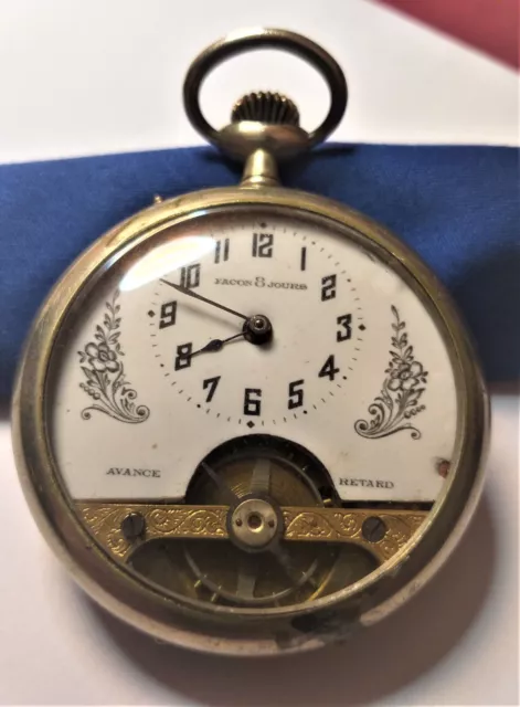 Antico orologio svizzero da tasca Facon 8 jours, non funzionante