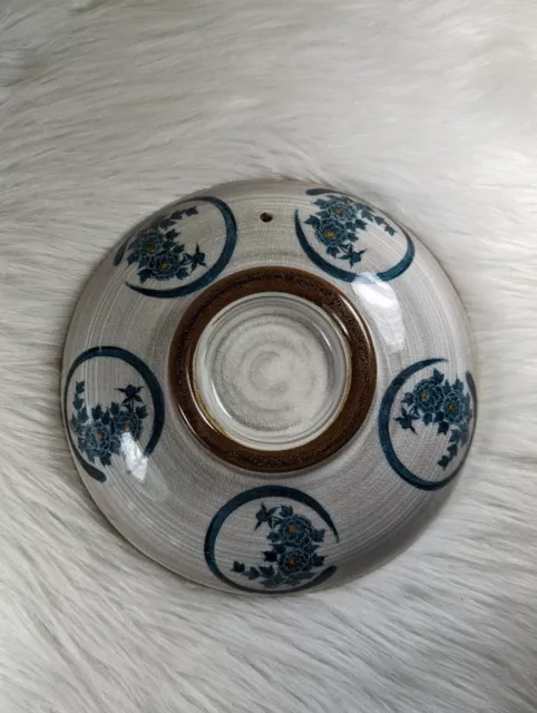 Art Studio Pottery Floral Bowl Trinket Dish Crackle Glaze Wall Art Chinese?