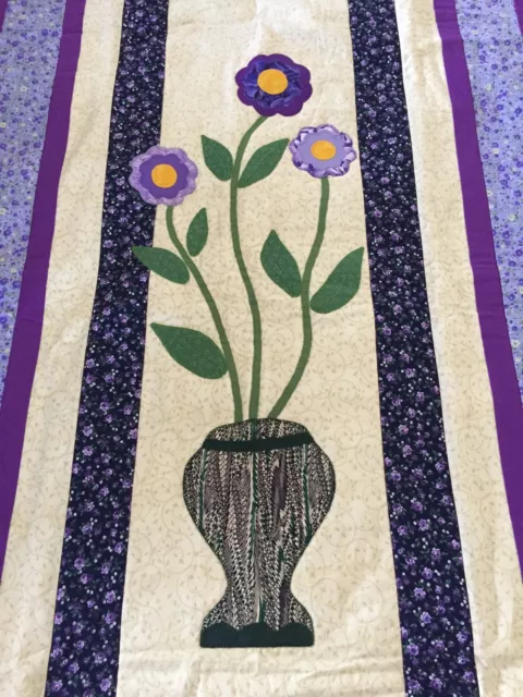 Handmade quilt  "flower in vase"  42" x 56" with applique