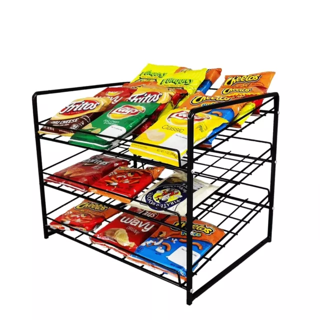 Stackable Can Rack Organizer Potato Chip Bag Storage Dispenser 17X12.8X14"