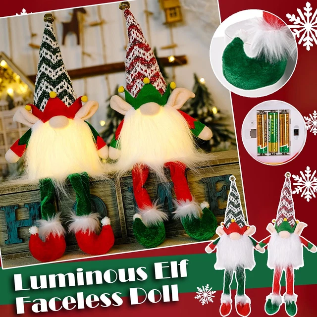 Christmas Gnome Plush Decorations,Handmade Glowing Faceless Doll LED With ZY