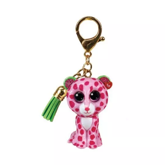 TY Beanie Mini Boos - GLAMOUR the Pink Leopard (2 inch) Collectible Key Clip Toy