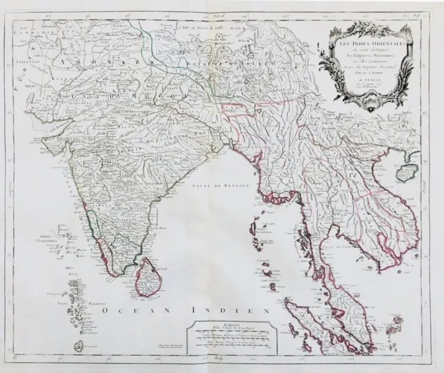 India Inde Myanmar Thailand Cambodia Vietnam Indien Asia map Karte Santini 1779