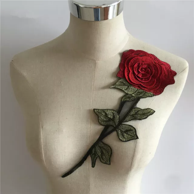 Rose Flower Collar Embroidered Neckline Trim Sew Patch Applique Corsage Dress