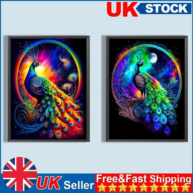5D DIY Full Round Drill Diamonds Painting Peacock Kit Home Decoration Art Craft