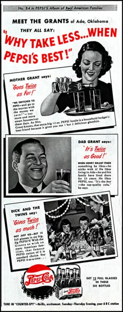 1949 Pepsi Cola Henry Grant Family Ada Oklahoma vintage photo print ad L49