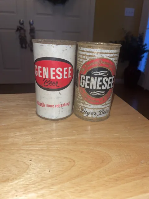 2 GENESEE Flat Top Beer Cans