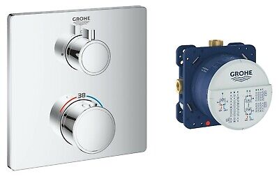 GROHE GROHE Grohtherm 24075000 1 Voie Mitigeur Douche Thermostatique Rond Bord Chrome 