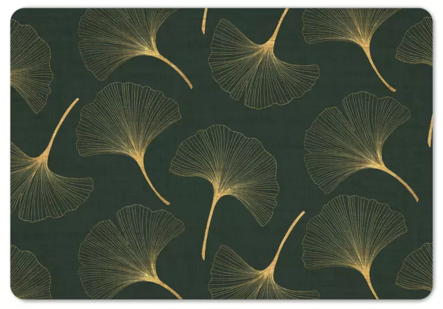 Interluxe Fußmatte 40x60 cm  - Ginko Grün gold - rutschfeste Türmatte Luxus
