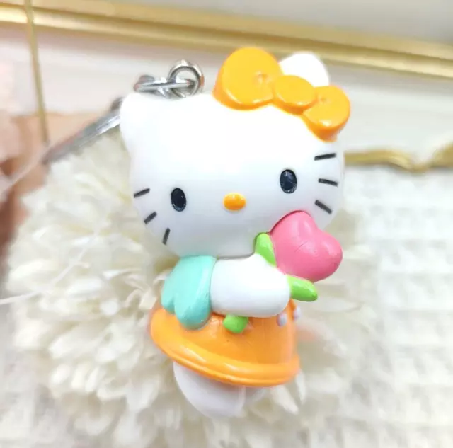 Sanrio Hello Kitty Figure Keychain Holder Orange Angel Vintage Japan 1997