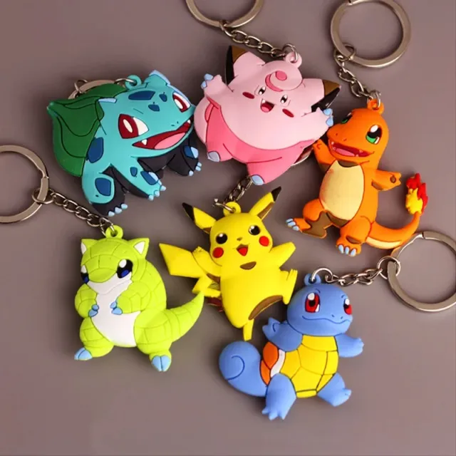 Different Pokemon 3D Rubber Keyring Keychain Pikachu Snorlax Squirtle UK Post