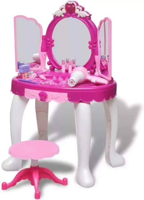 Princess Vanity Dressing Table & Stool Toy Kids Girls Role Play with Accessories