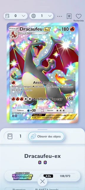 Cartes Pokémon TCG Pocket - Dracaufeu, Alakazam, Miaouss Star, Erika 2 étoiles - Neuf Sous Blister
