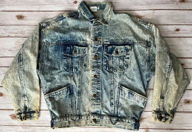 Vintage Guess Georges Marciano Stone Washed Jeans Jacket Mens Small Great