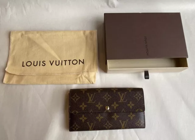 Authentic Louis Vuitton Monogram Portefeuille Sarah Long Wallet Dust Bag Box