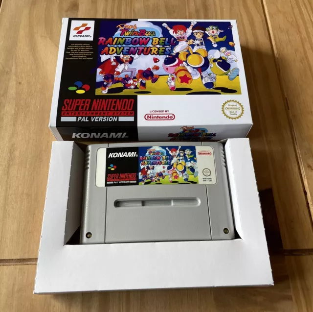 Pop'n Twinbee - Rainbow Bell Adventures - Nintendo SNES- PAL OG Cart Repro Box