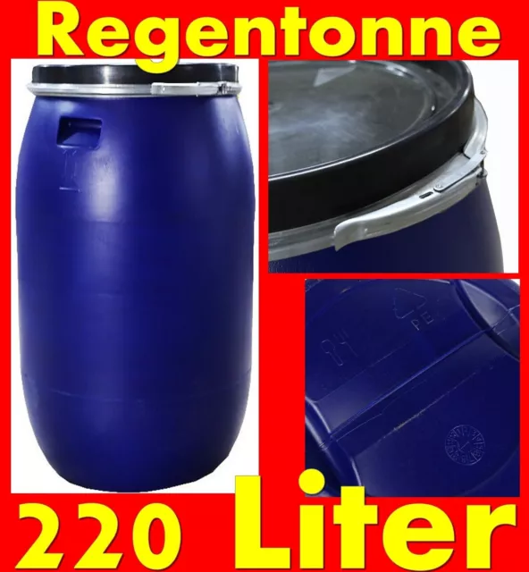 220 Liter Deckelfass Kunststofffass Futtertonne Fass Weithalstonne Farbe Blau