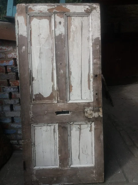 ANTIQUE / VINTAGE 4 PANELLED RECLAIMED DOOR - 82" x 37 1/4" x 2" - 4 PANELS