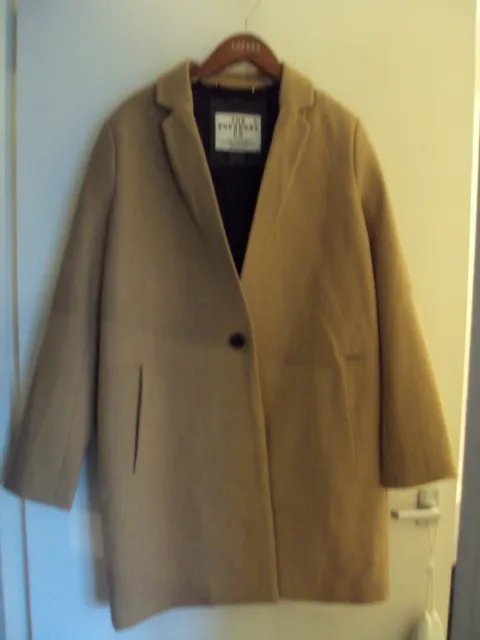 SUPERDRY Womens Camel Beige Wool Overcoat - UK Size Large 12-14 Used Once