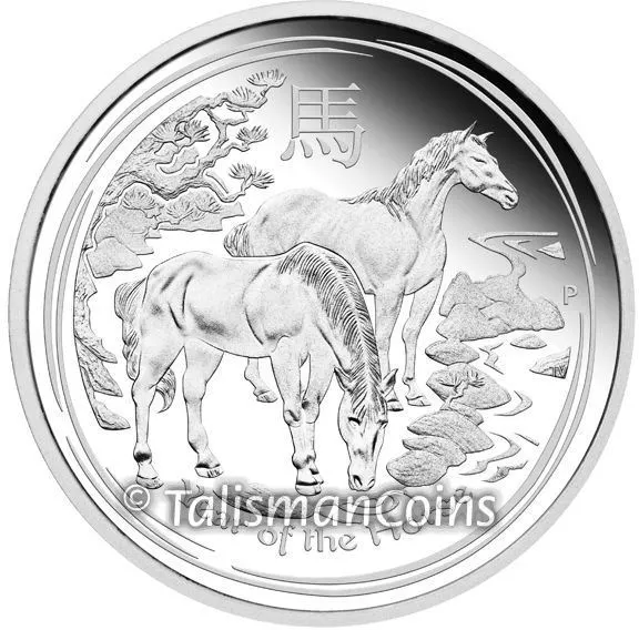 Australia 2014 YEAR HORSE Lunar Zodiac $1 Troy Oz Pure Silver PROOF in FULL OGP