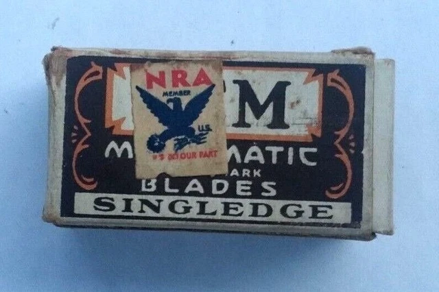 Gem Micromatic Box 5/35 Single Edge Blades 1930's National Recovery Act Sticker