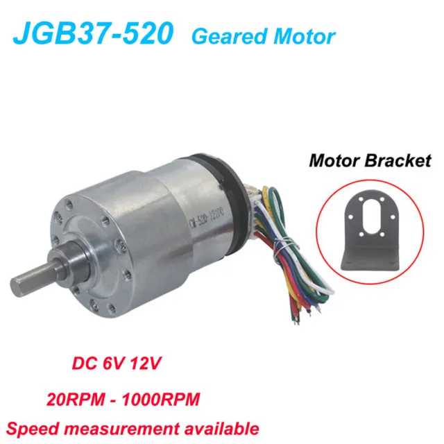 Reduction Geared Motor DC 6V 12V With Encoder High Torque 20-1000RPM Reversible