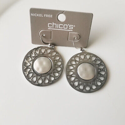 New Chicos Dual Tones Round Tag Drop Earrings Gift Fashion Women Party Jewelry