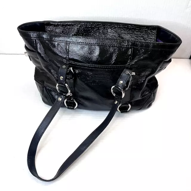 COACH BLACK PATENT Leather Gallery Tote Bag L1173-10380M $68.00 - PicClick