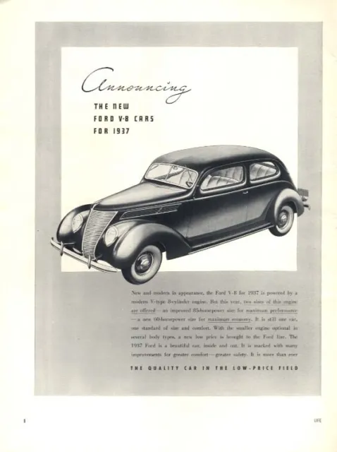 Announcing the new Ford V-8 Cars for 1937 ad L