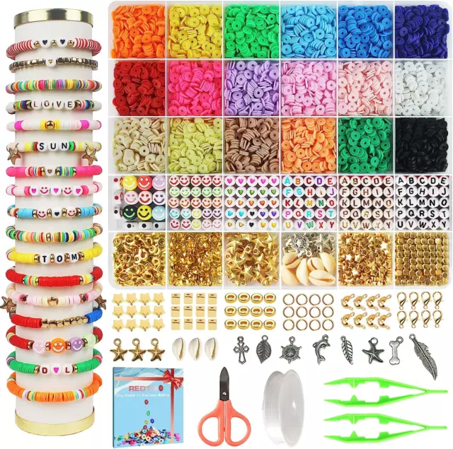 5100 Clay Beads Bracelet Making Kit, Preppy Spacer Flat Beads for Jewelry Making