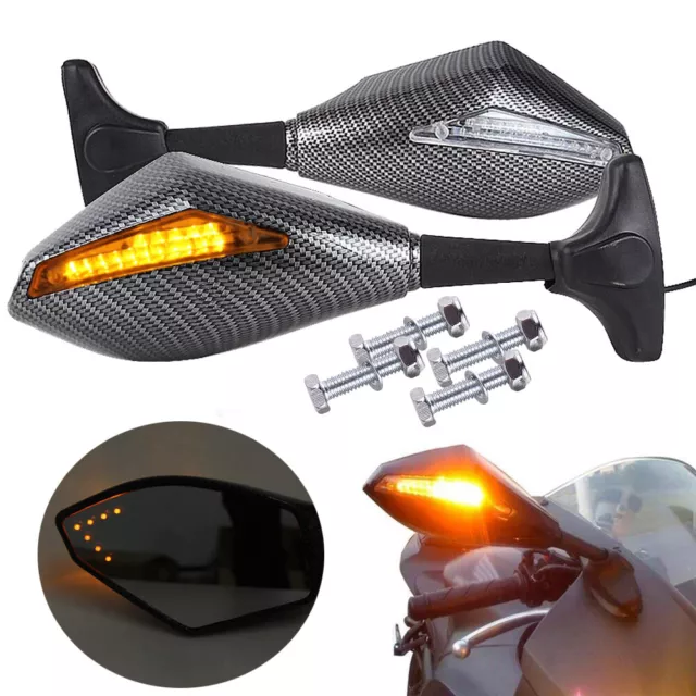 LED Turn Signal Rear View Mirrors For Kawasaki Ninja 1000 ZX1000 ZX6 ZX600 ZX6R