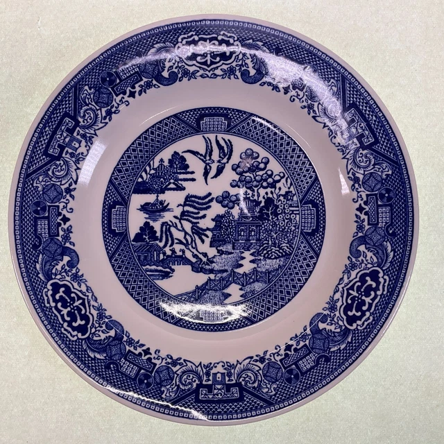 Soup Bowl Willow Ware By Royal China Underglaze Blue And White