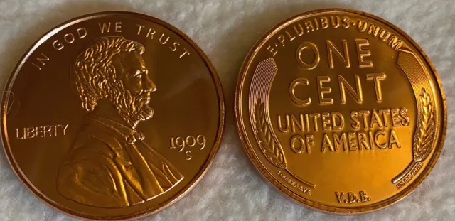 Abe Lincoln Wheat Penny 1 Oz Copper Round One Cent USA 1909