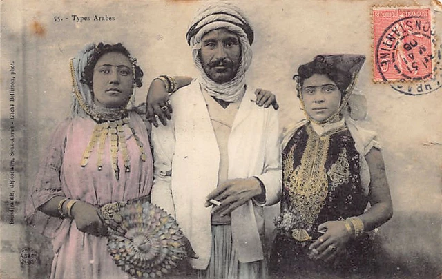 Tirage Albuminé Vintage Algérie - Hommes Arabes - Circa 1880 - Format 18x24 Cm