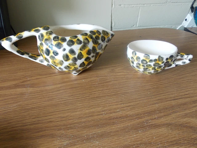 Vintage Antique Collectable Retro Leopard Print Coffee Cup and Jug